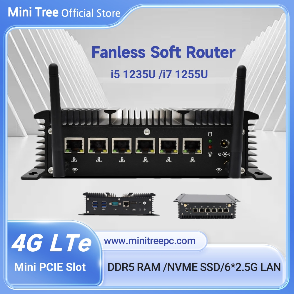 Thin Client Mini Pc - Безвентиляторный мини-маршрутизатор/файрвол 6-2.5G LAN, Core i3
